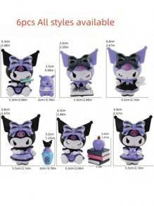 Sanrio 6pcs Sanrio Kuromi PVC Blind Box Statues, Used For Home Decoration, Desk And Computer Desk Decoration, And Holiday Party Decoration. Best Gifts Birthday Graduation
