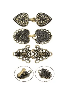 Yanxyad 1/3 件复古毛衣披肩夹复古腰衣夹腰带扣围巾夹和古铜色花朵图案胸针，适用于服装、围巾扣合金服装胸针、腰带夹、衬衫胸针夹、胸针夹礼品 - 銅色 - 查看 6