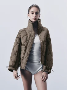 Women Winter Coats - 卡其色 - 查看 1