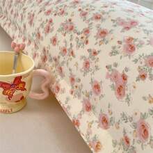 1pc New A-Class Knitted Fabric Digital Printed Pillowcase - Hearts, Flowers, Cartoons, Leaves, Dots, Forest Patterns, Ins Pastoral Style, Thick Brushed Double-Sided Pillowcase, Couples Long Pillowcase, Pillow Inner Cover, Skin-Friendly, Soft, Breathable, Suitable For All Seasons (Only Pillowcase, No Pillow Insert)