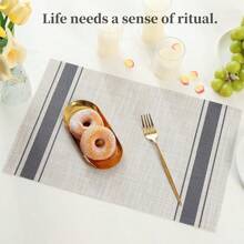 1pc/4pcs/6pcs Washable Indoor/Outdoor PVC Woven Placemats, Non-Slip Heat Resistant, Blue Color, Spill-Proof, Easy To Clean Kitchen Tablemats - Multicolor - View 6