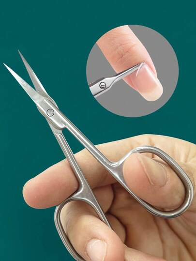 Professional Stainless Steel Cuticle Scissors - Ultra-Thin Precision Curved Manicure Tool, Perfect For Nail Care, Unscented - Secondary Edge Technology