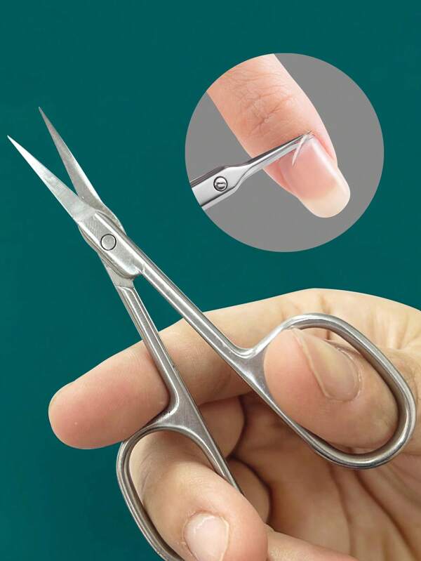 Tijeras profesionales de acero inoxidable para cutículas - Herramienta de manicura curva de precisión ultra delgada, perfecta para el cuidado de las uñas, sin olor - Tecnología de borde secundario