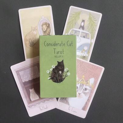 78pcs Full English Tarot Cards, Cute Kitty Tarot Cards, Divination Board Game
