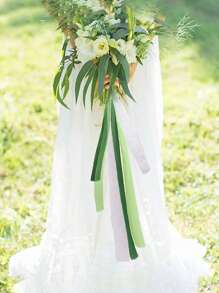 雪纺丝带每卷宽 4 厘米，长 5 米（196.9 英寸），手工制作的流苏雪纺丝绸丝带，适用于婚礼请柬、新娘花束、礼品包装、DIY 工艺品，多种颜色可供选择