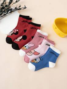 5 Pairs Children's Colorful Patterned Cartoon Character Mid-Calf Socks, Comfortable Breathable , Suitable For All Seasons, European & American Sizes, Rich Colors For Daily Wear, Premium Fabric, Non-Sweating