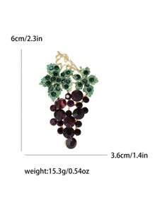 Spilla alla moda con strass a forma di uva per donne, spilla a forma di pianta, accessorio per abiti e vestiti, ideale come regalo per feste e banchetti