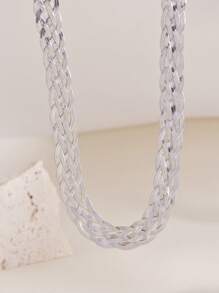 RAYQUEEN 1pc Stainless Steel 6-Layer Braided Necklace, Unique Design, Suitable For Daily Wear - necklace - View 4