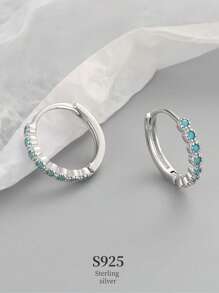 1 Piece Minimalist Gold And Turquoise Mini Ear Screws Sterling Silver For Women's Daily Outfit - Turquoise Earrings - View 8