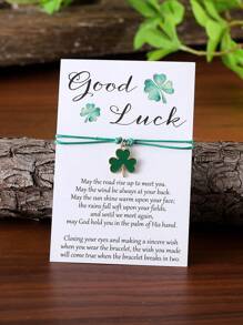 1 Stück Vintage grüner Klee, Hut, Bierdose, DIY Perlenarmband mit einstellbarem Verschluss und Glückwunschkarte für St. Patrick's Day, handgefertiges Geschenk für St. Patrick's Day