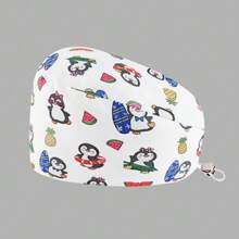 1 pieza Visera de sol de mujer de poliéster con estampado de frutas, flores y animales, ajustable, adecuada para médicos, enfermeras, amas de casa y talla grande, práctica para ser antibacteriana y antipolvo, apta para todo el año
