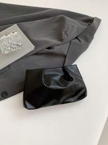 新款春夏时尚纯色手拿包，褶皱云朵包，休闲信封包，化妆包，旅行配件包，内衬包，洗漱包，收纳袋 - 黑色 - 查看 9