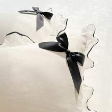 2pcs Lace Ruffle Bowknot Pillowcase Set (Without Filling) - Soft Bedding Accessories - White - View 2