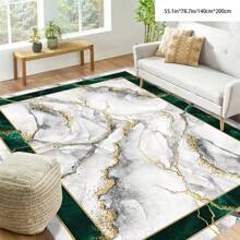 [5mm Thickness Crystal Velvet Flocked Bottom] 1pc Geometric Floral Pattern Carpet - Waterproof, Anti-Slip, Absorbent, Machine Washable, Soft Comfortable Mat, Suitable For Kitchen, Living Room, Bedroom, Hallway, Bathroom, Laundry Room - Easy To Clean, Carpet For Home Decor