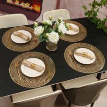 1 peça/4 peças/6 peças/8 peças/12 peças de jogos americanos geométricos redondos de PVC com folha de ouro, decoração de feriados, jogos americanos para mesa de jantar, almofadas de isolamento térmico para hotéis, restaurantes, cozinhas domésticas