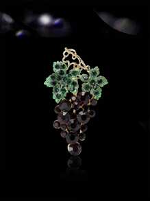 Spilla alla moda con strass a forma di uva per donne, spilla a forma di pianta, accessorio per abiti e vestiti, ideale come regalo per feste e banchetti