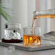 4 pièces Tasse à whisky inspirée de la montagne, en verre borosilicaté transparent durable et facile à nettoyer, sans assemblage requis