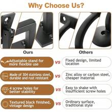 5pack 304 Stainless Steel Adjustable Swivel Handrail Bracket For Staircase, Square Stair Railing Bracket ( Black) - 黑色 - 查看 5