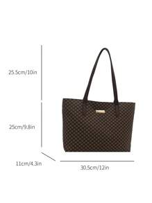 2025 春季女士时尚格子印花手提包大容量单肩包女士休闲通勤手提包