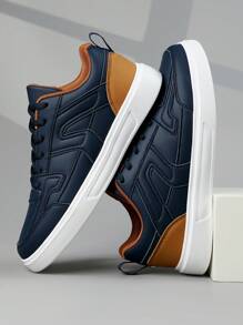 Men's Sports Casual Sneakers, Lace Up Soft Sole Flat Comfortable Skate Shoes For Men, Lightweight Low-Top Daily Shoes