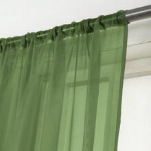 Set Of Two (2) Sheer Window Curtains Panels With Rod Pocket Drape Set Multiple Lengths (63", 84", 95", 108", 120" L) Solid Colors - 獵人綠 - 查看 2
