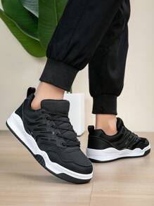 Men's Black Summer Outdoor Sport Shoes, Anti-Slip Hiking Shoes, Breathable Mesh Sneakers, Casual Athletic Shoes, Lightweight Running Shoes - Black - View 6