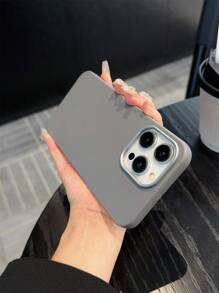1pc Matte Gray Phone Case With Large Camera Cutout, Simple Solid Color Suitable For Men And Women, Compatible With IPhone 11/12/13/14/15/16 Pro Max