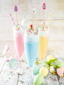20pcs Easter Bunny & Egg Toothpicks, 4.7inch Elegant Bamboo Sticks For Party, Food & Beverage Decoration, Cute Cocktail, Sushi, Appetizers, Cake, Dessert Decor