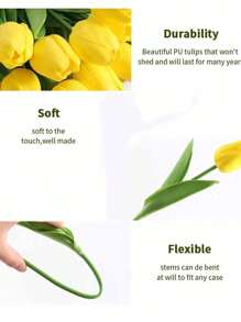 Plastic Vase And Tulip Artificial Flowers Set, Suitable For Home Decor, Living Room, Bedroom, Autumn Decor, Office Desk, Garden, Room Decor, Valentine's Day, Gift Gifts Birthday Graduation