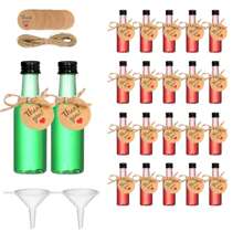 Juego de 36/5/1/120/500 botellas de vino de plástico mini en varios tamaños a elegir, botellas transparentes con tapa de rosca y embudo para un llenado fácil y prevención de fugas, utilizadas para jugo/licores/whisky y para bodas, picnics, viajes y todo tipo de fiestas, útiles escolares - Multicolor - Ver 2