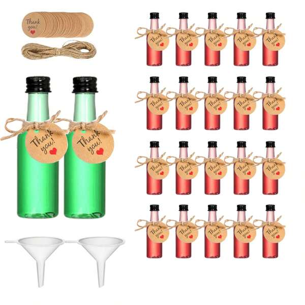 Set de 36/5/1 piezas de botellas de vino de plástico en varios tamaños para elegir, botellas transparentes con tapa de rosca y embudo para un llenado fácil y prevención de fugas, utilizadas para jugo/bebidas espirituosas/whisky y para bodas, picnics, viajes y todo tipo de fiestas festivas., Útiles escolares