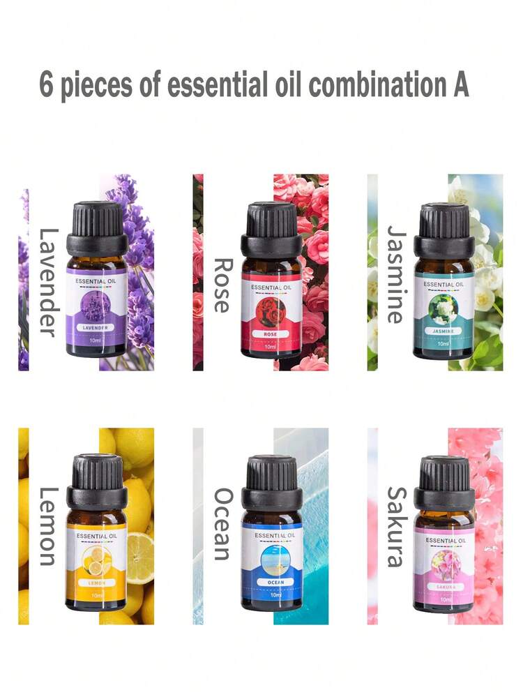 6 种香味精油组合套装，适用于香薰扩散器、加湿器、香薰炉、香薰灯、扩散石，适用于香薰扩散器、加湿器、香薰炉、香薰灯、扩散石，可在斋月和情人节期间作为礼物使用。 - 多色 - 查看 10