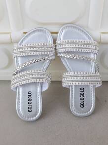 Girls' Slippers Summer New Children's Shoes Wear Sandals Summer Little Girls Soft Sole Popular Fashion Sandals - Silver - View 7