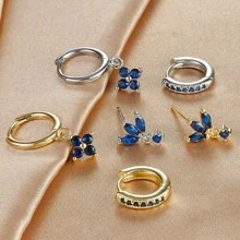 3pcs/Set Exquisite Orange Earrings Including Studs, Ear Hoops, Flowers Shaped, Suitable For Ladies' Dating, Party, Daily Commuting - 3pcs Earrings Set - View 5