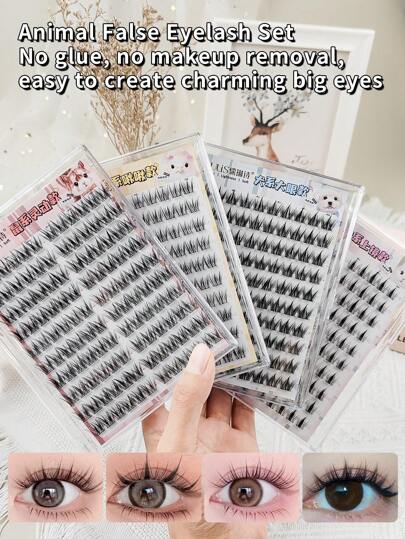 60-100 Clusters, 10-12mm Length, 0.07mm Thickness, C Curl, New Upgraded Animal Series - Glue-Free, No False Eyelashes, Natural Mom-Born Feel, Air Fairy Lashes, New Beginner's Realistic Eyelash! Lash Clusters, Eyelash Clusters, Individual Eyelashes, Lashes, Fake Lashes