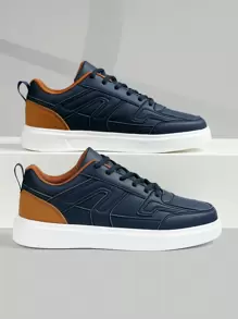 Men's Sports Casual Sneakers, Lace Up Soft Sole Flat Comfortable Skate Shoes For Men, Lightweight Low-Top Daily Shoes