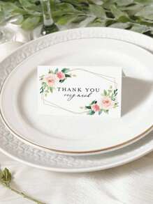 50pcs/20pcs/1pc-Green Leaf Watercolor Place Cards For Weddings Or Parties, Table Seating Cards, Scored, Easy To Fold - Multicolor - View 4