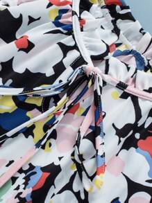 Trang phục mùa hè cho nữ: Áo kiểu boho họa tiết hoa, tay bồng, cổ chữ V buộc dây. - Nhiều màu - Xem 9