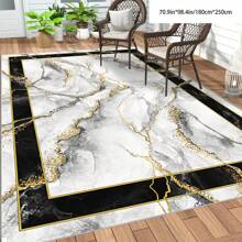 [5mm Thickness Crystal Velvet Flocked Bottom] 1pc Geometric Floral Pattern Carpet - Waterproof, Anti-Slip, Absorbent, Machine Washable, Soft Comfortable Mat, Suitable For Kitchen, Living Room, Bedroom, Hallway, Bathroom, Laundry Room - Easy To Clean, Carpet For Home Decor