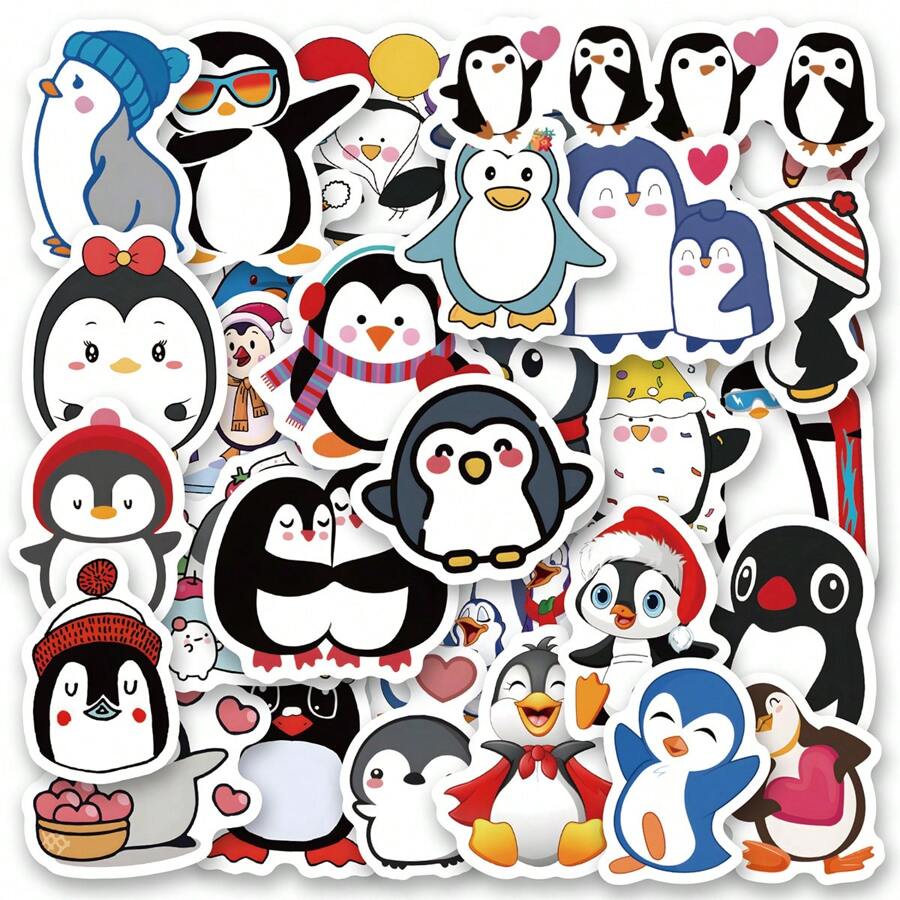 50 PCS Cute Penguin Stickers Vinyl Aesthetics Stickers, Decals, Scrapbooking, Diary, Bumper, Skateboard, Water Bottle, Cartoon, Hard Hat, Car Stickers