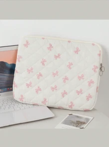 1 件可爱少女粉色蝴蝶结和时尚黑色心形图案平板电脑包，泫雅风格粉色花朵平板电脑包，11/13/15 英寸电脑包 Ipad 包笔记本电脑包，11、13、15 英寸便携式台式机保护包适用于 Mac Book ASUS 平板电脑手提包保护套 9-11 英寸兼容 Ipad Air 4 5 Pro 11 Mini 5 6 IPad 保护套防震包 - 彩色 - 查看 3