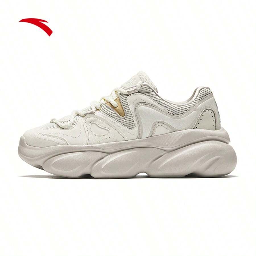 Anta 女款【Guaniaxue同款】可爱爪子设计做旧厚底运动鞋百搭休闲鞋款式122438886R - 象牙白/數位霧灰/一度灰 -1 - 查看 1