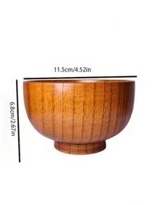 1pc/2pcs Natural Jujube Wood Bowl Set, Household Rice Bowl, Soup Bowl, Vintage Japanese Style Eating Noodle Bowl - Multicolor - View 5