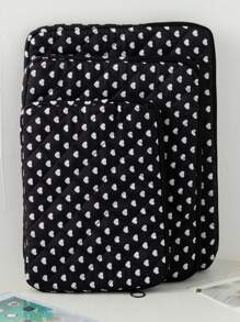 1 件可爱少女粉色蝴蝶结和时尚黑色心形图案平板电脑包，泫雅风格粉色花朵平板电脑包，11/13/15 英寸电脑包 Ipad 包笔记本电脑包，11、13、15 英寸便携式台式机保护包适用于 Mac Book ASUS 平板电脑手提包保护套 9-11 英寸兼容 Ipad Air 4 5 Pro 11 Mini 5 6 IPad 保护套防震包 - 彩色 - 查看 9