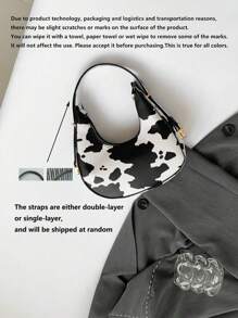 A Fashionable New Cow Print Leopard Print Zebra Print Girl Handbag, Classic Cow Print Design Pu Zipper Closed Handb