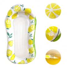1pc Lemon Print Inflatable Pool Lounger - PVC Water Mat For Beach, Pool Parties & Outdoor Relaxation, Multi-Purpose Floating Chair With Vibrant Lemon & Leaf Design, Pool Floats, Beach Essentials, Beach Accessories - Multicolor - View 3