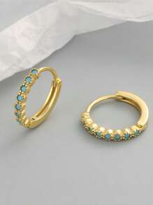 1 Piece Minimalist Gold And Turquoise Mini Ear Screws Sterling Silver For Women's Daily Outfit - Turquoise Earrings - View 6