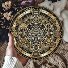 1 bucată Messiah Metatron Cube Circular Metal Wall Art, Home, Cafe, Apartment Metal Decor, potrivit pentru Crăciun, Halloween, Anul Nou