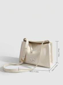 女士复古手提包，时尚小众品牌，优质材料，多功能，大容量，单肩包，腋下包，休闲斜挎包 - 米色 - 查看 3