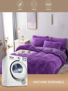 3 件紫色貂皮毛绒柔软舒适羽绒被套，适用于卧室和客房